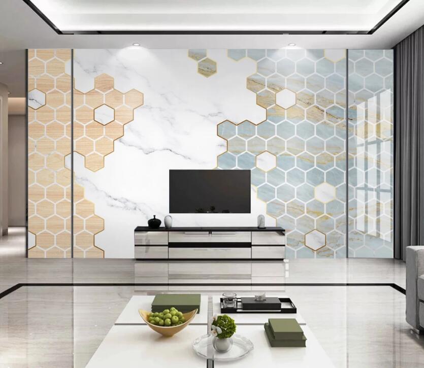 3D Hexagonal Arrangement 085 Wall Murals