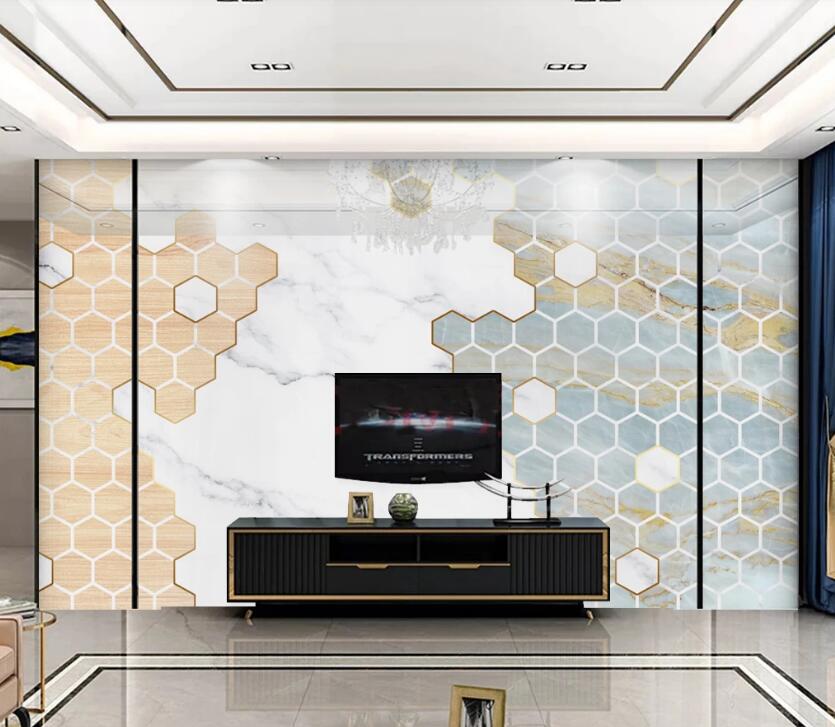 3D Hexagonal Arrangement 085 Wall Murals
