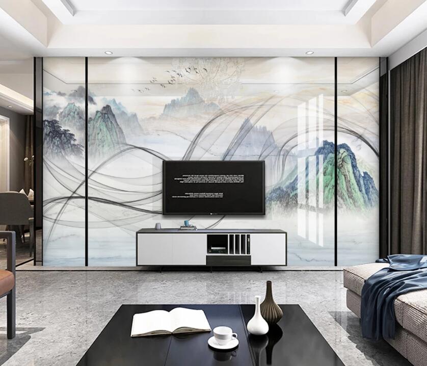 3D Mountain Silk Satin 079 Wall Murals