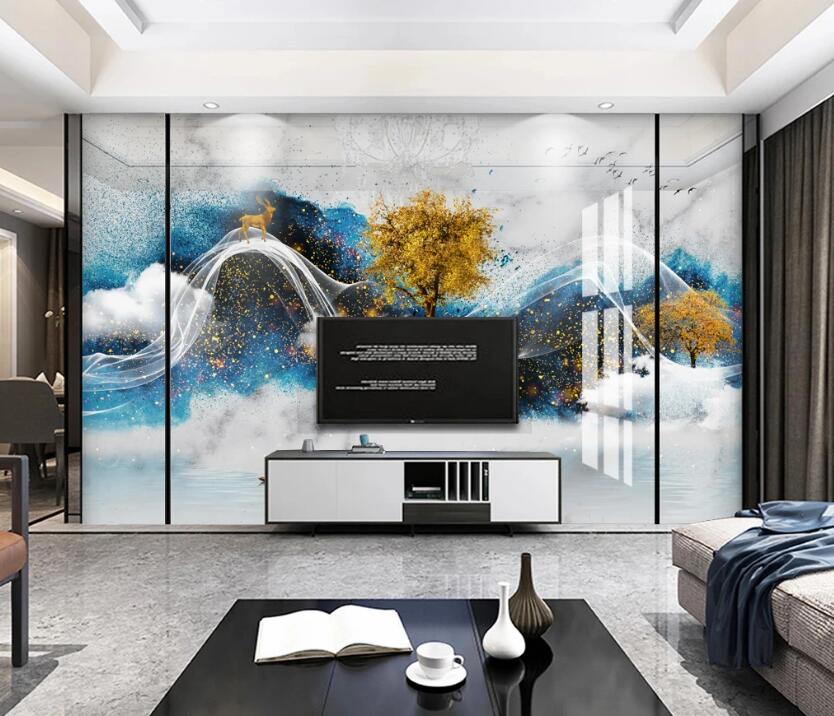 3D Starlight Mountain View 077 Wall Murals