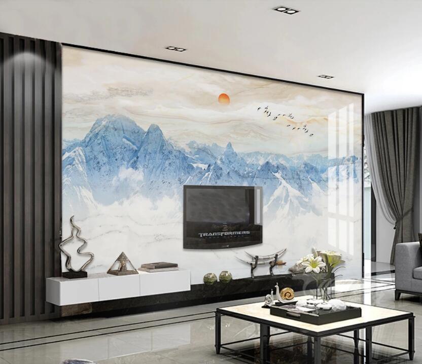 3D Blue Mountains 072 Wall Murals