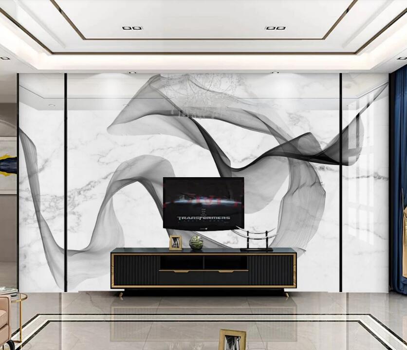 3D Black Ink Satin 066 Wall Murals