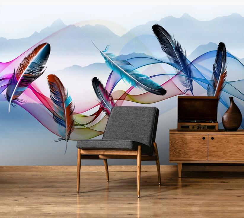 3D Six Color Feathers 846 Wall Murals
