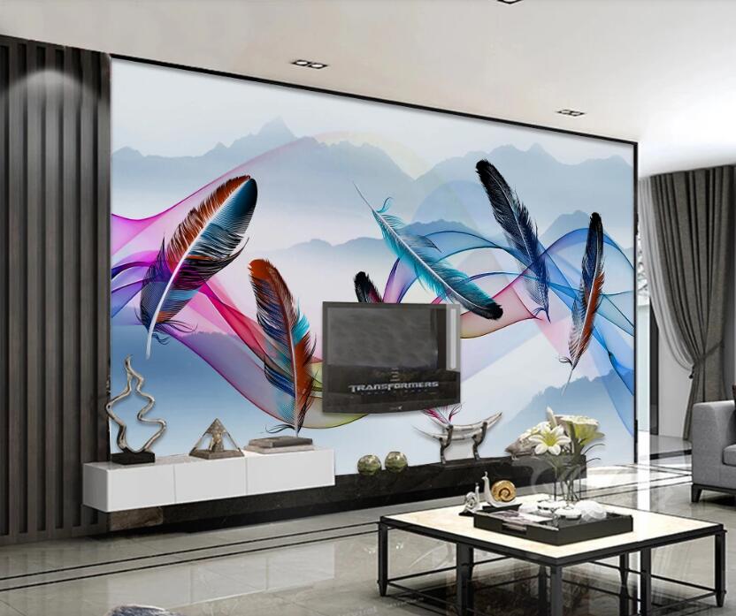 3D Six Color Feathers 846 Wall Murals