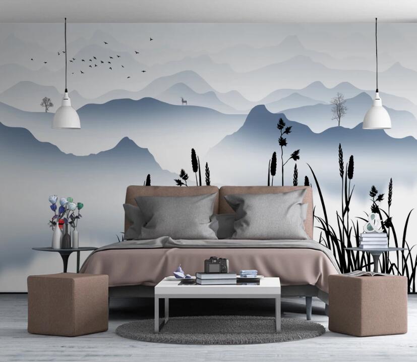 3D Blue Rolling Mountains 838 Wall Murals
