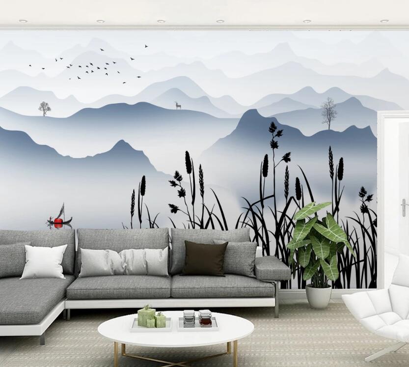 3D Blue Rolling Mountains 838 Wall Murals