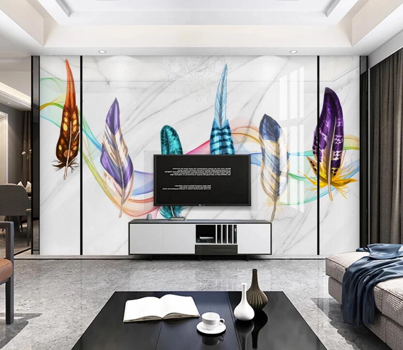 3D Six Feathers 799 Wall Murals