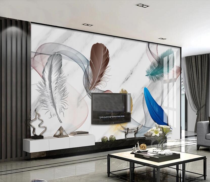 3D Four Feathers 798 Wall Murals