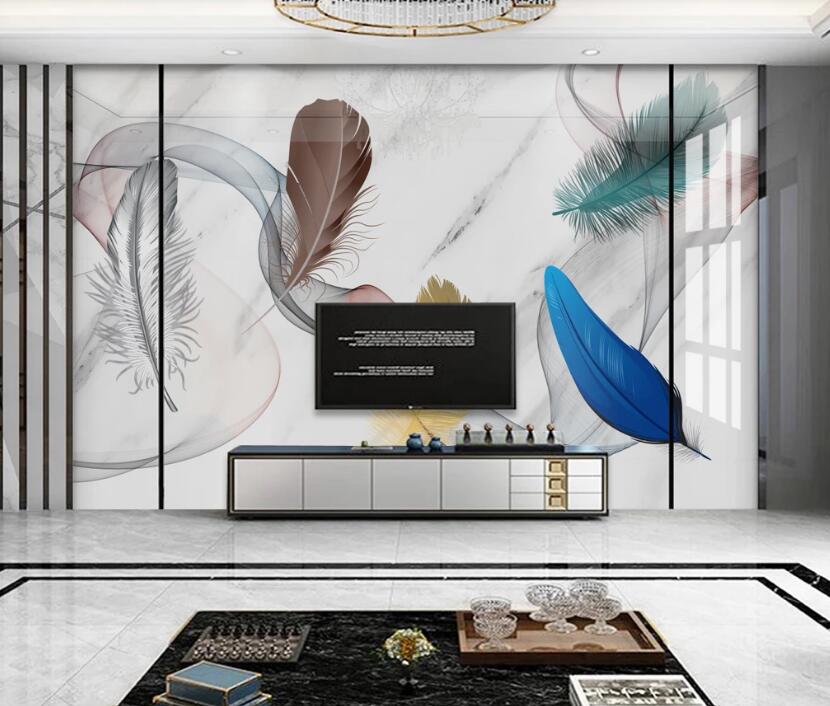 3D Four Feathers 798 Wall Murals