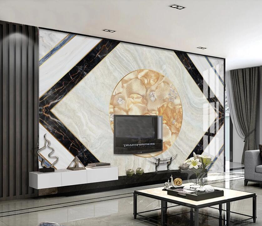3D Golden Round Diamond 792 Wall Murals