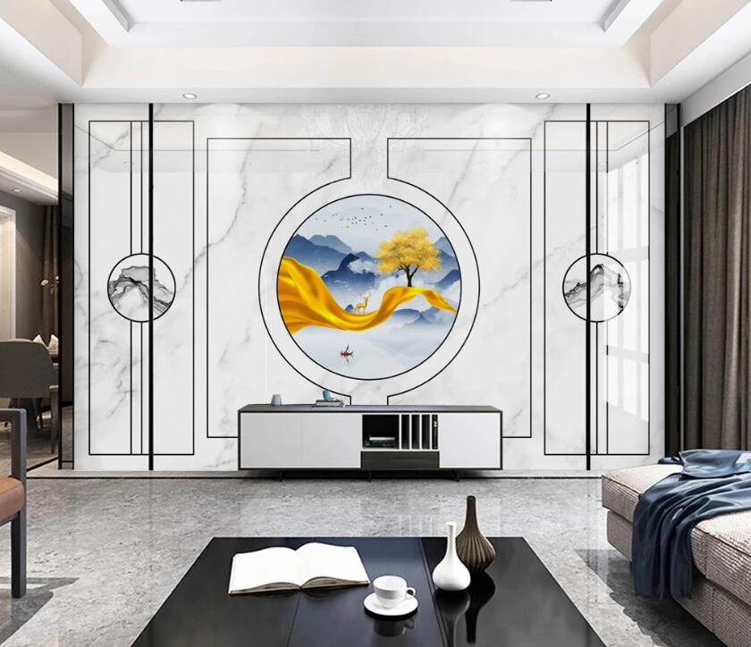 3D Round Frame Landscape 785 Wall Murals