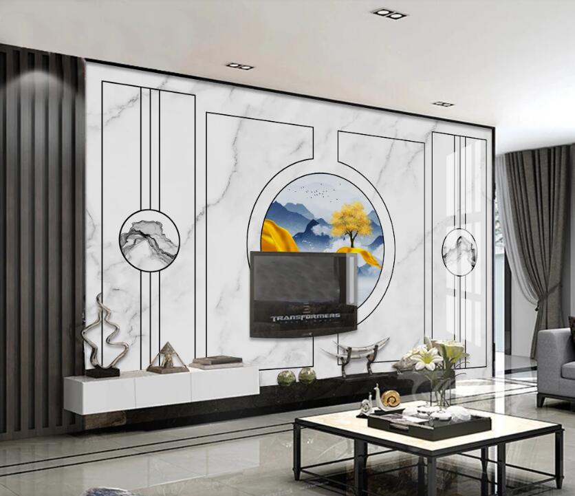 3D Round Frame Landscape 785 Wall Murals