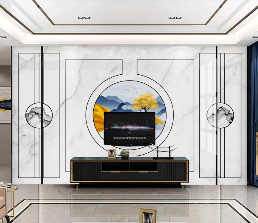 3D Round Frame Landscape 785 Wall Murals