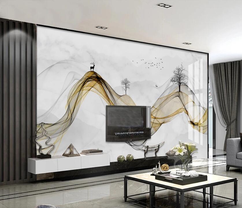 3D Light Gold Ribbon 781 Wall Murals