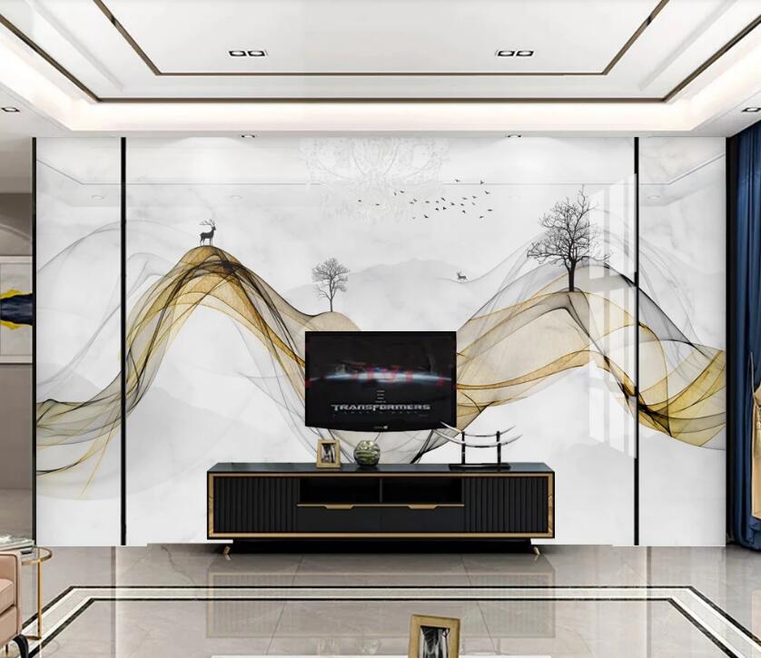 3D Light Gold Ribbon 781 Wall Murals