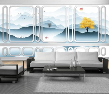 3D Pale Blue Mountains 776 Wall Murals