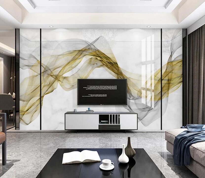 3D Yellow Black Ribbon 774 Wall Murals