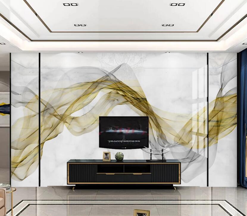 3D Yellow Black Ribbon 774 Wall Murals