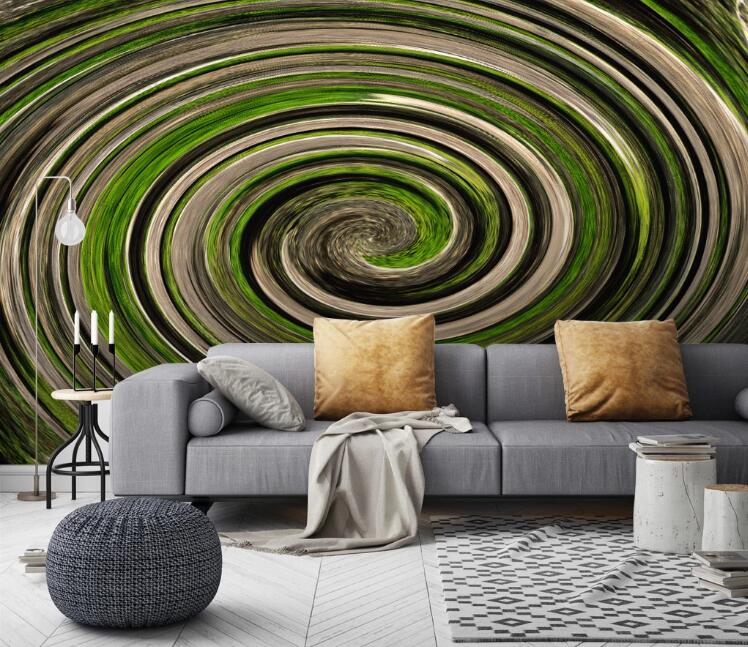 3D Green Swirl 456 Wall Murals