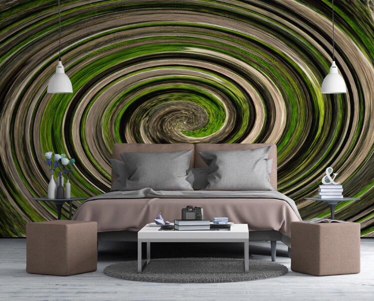 3D Green Swirl 456 Wall Murals