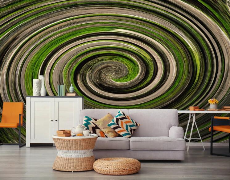 3D Green Swirl 456 Wall Murals