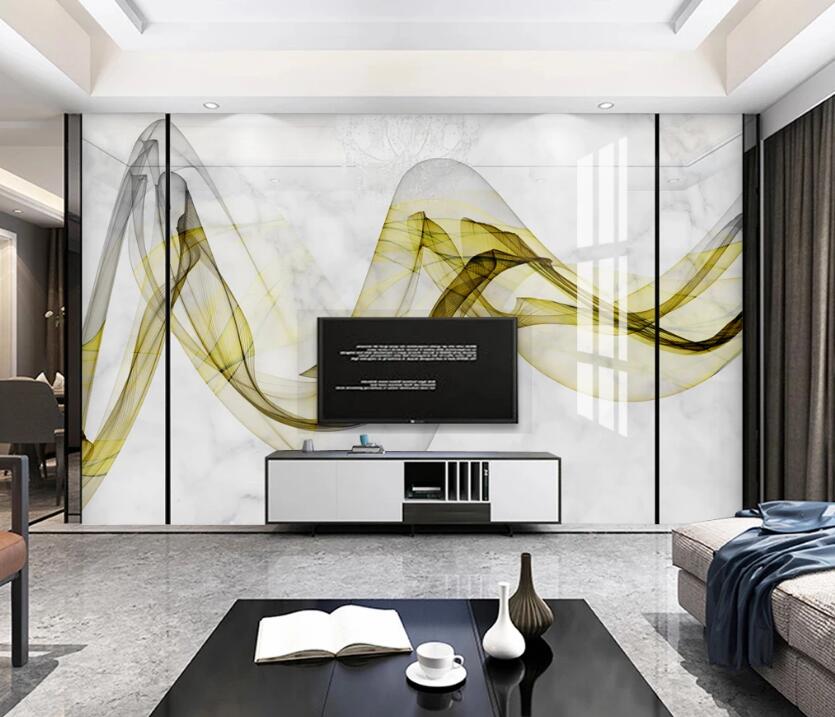 3D Gold Black Ribbon 771 Wall Murals