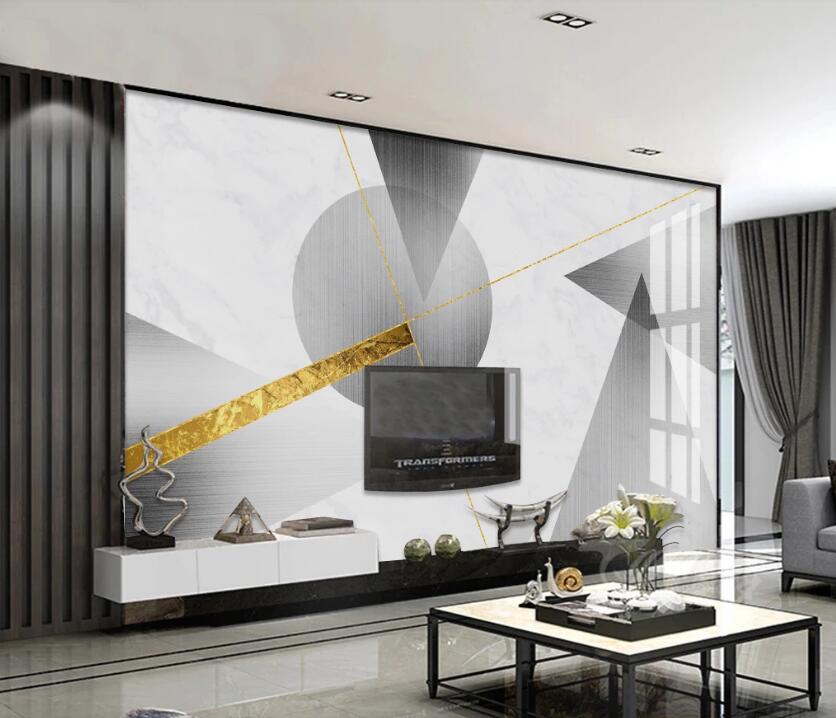 3D Gray Round Triangle 769 Wall Murals