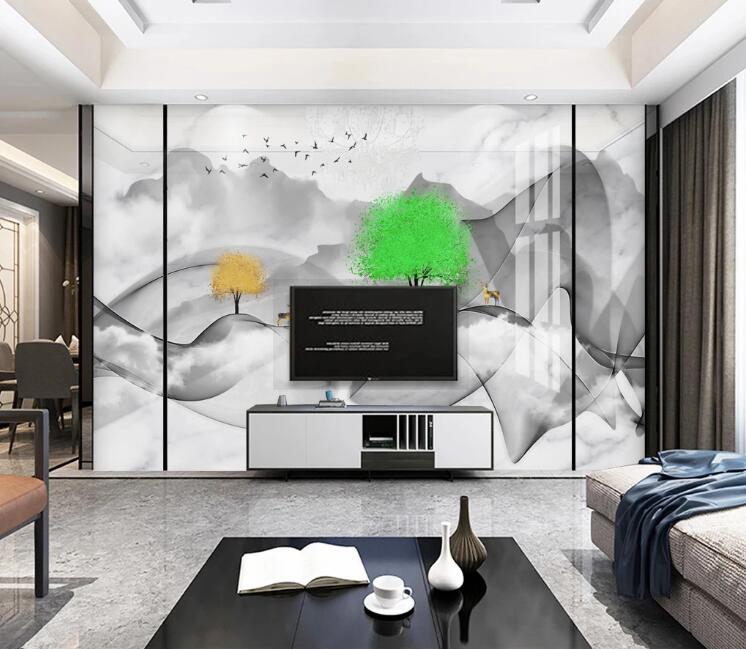 3D Green Trees 453 Wall Murals