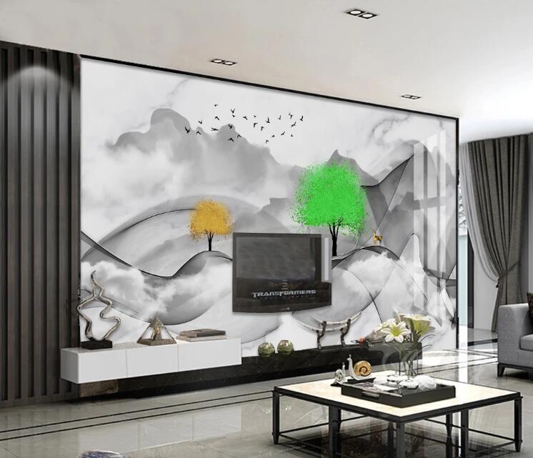 3D Green Trees 453 Wall Murals