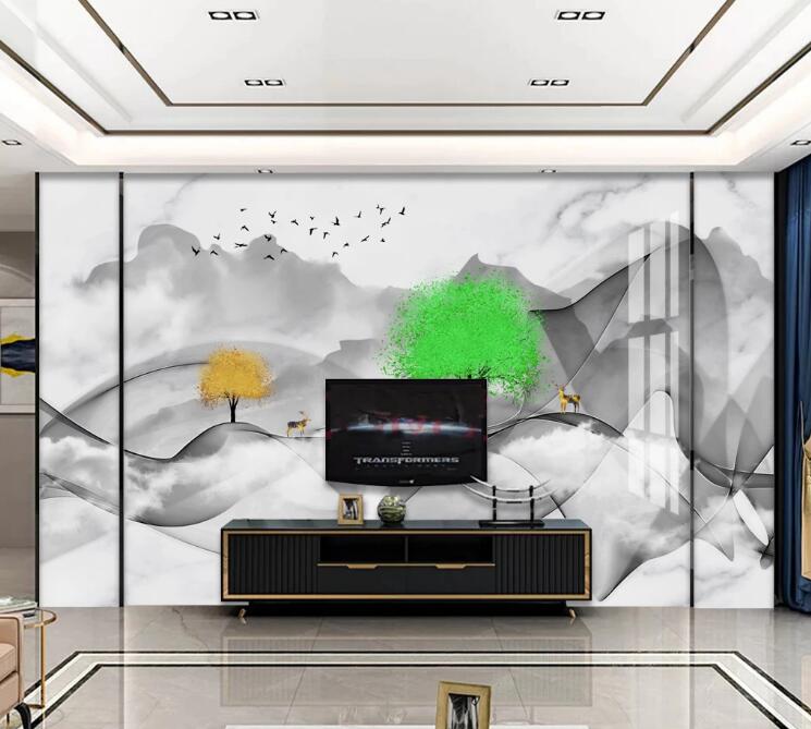 3D Green Trees 453 Wall Murals