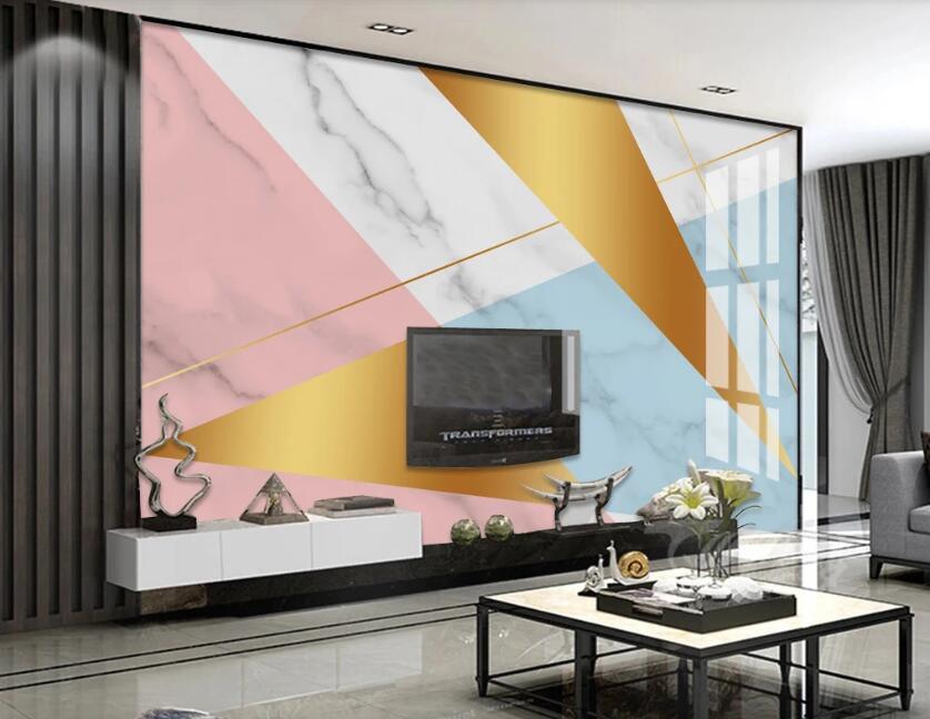 3D Five-color Triangle Stitching 766 Wall Murals