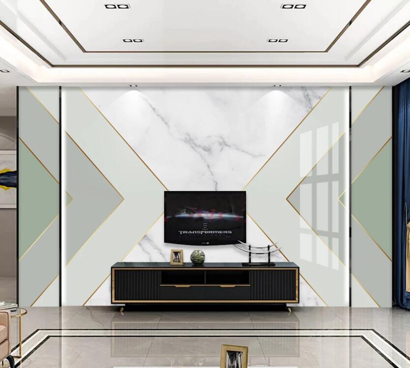 3D Green Triangle Stitching 757 Wall Murals