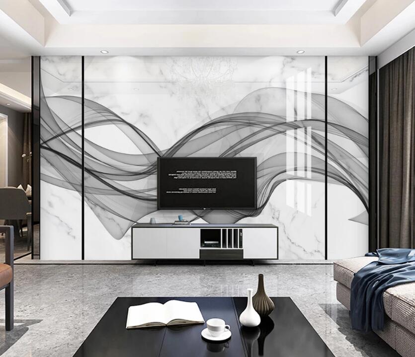 3D Black Flowing Ribbon 754 Wall Murals