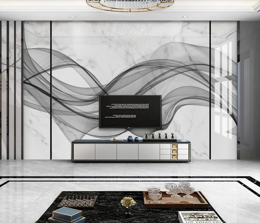 3D Black Flowing Ribbon 754 Wall Murals