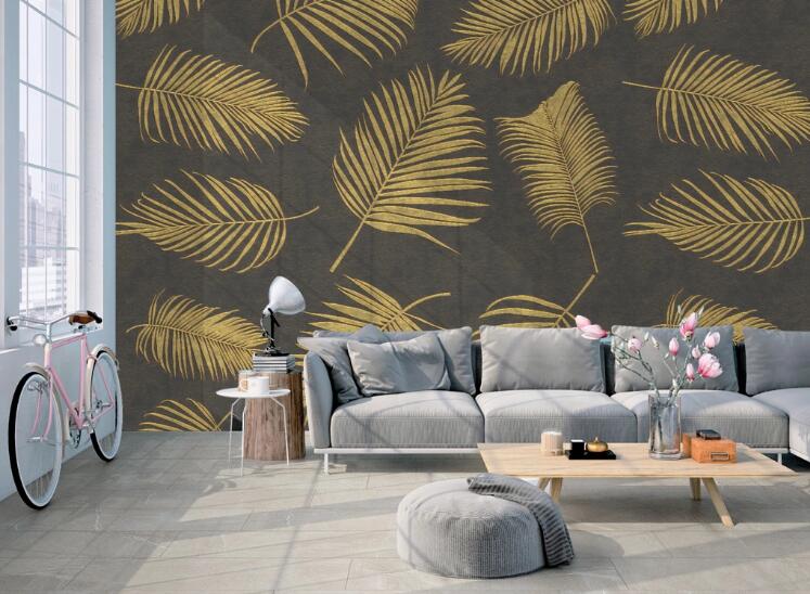 3D Yellow Feather 445 Wall Murals