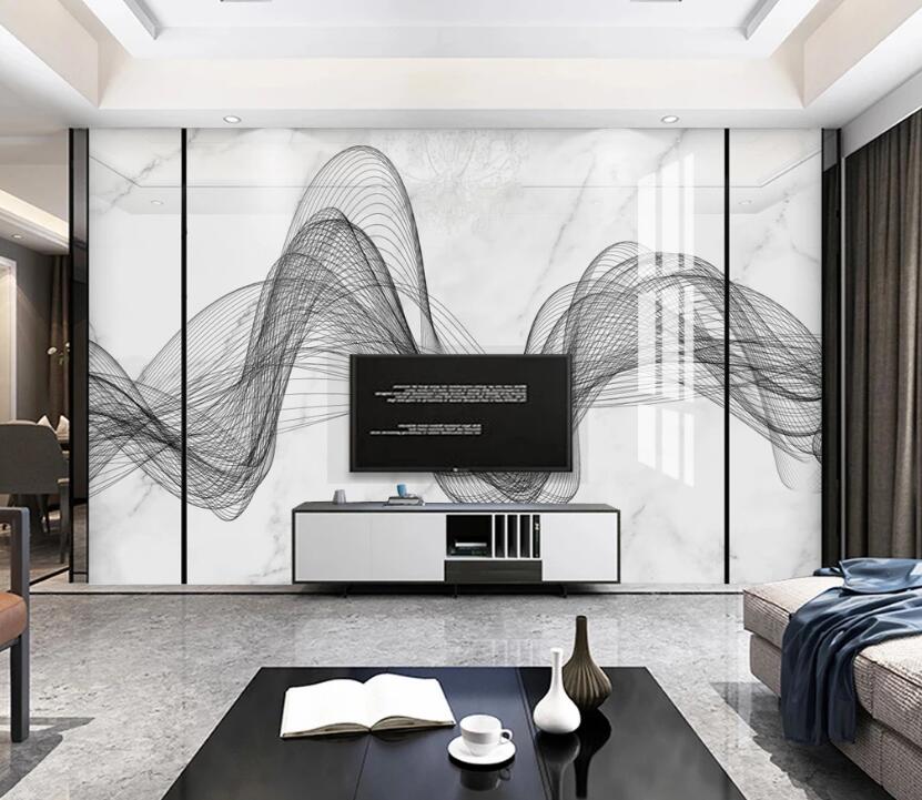 3D Black Curved Ribbon 752 Wall Murals
