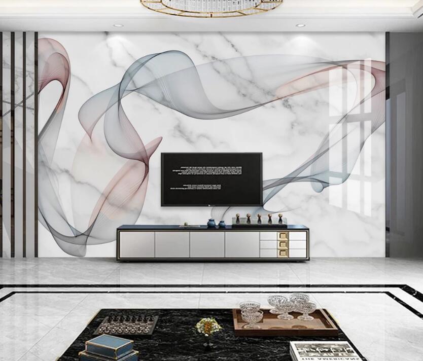 3D Three-color Flowing Ribbon 747 Wall Murals