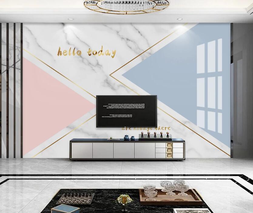 3D Powder Blue Split 743 Wall Murals