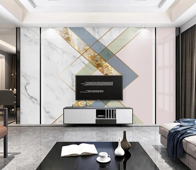 3D Elegant Interlaced Triangle 737 Wall Murals