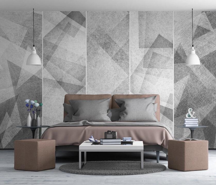 3D Long Grid Gray 728 Wall Murals