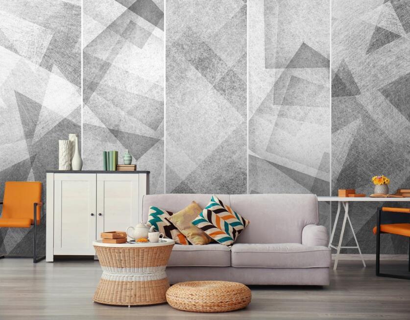 3D Long Grid Gray 728 Wall Murals