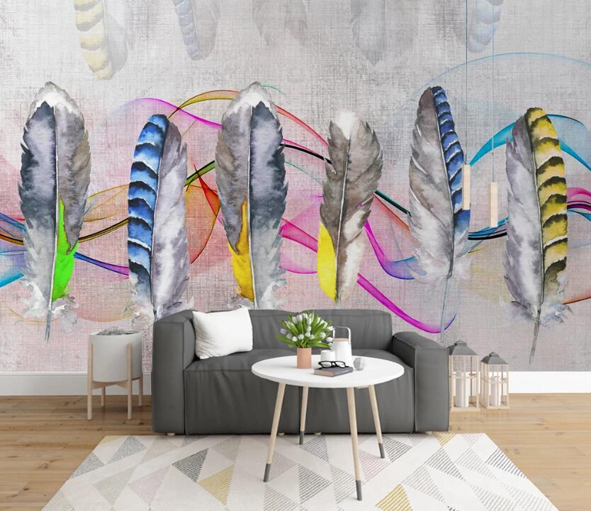 3D Six Feathers 712 Wall Murals