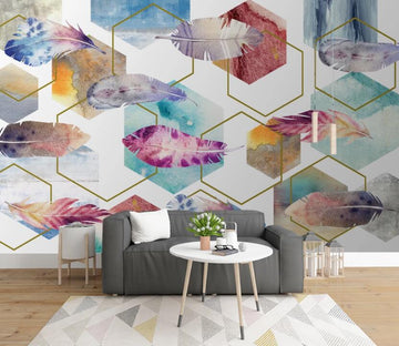 3D Color Dip Dyed Feathers 710 Wall Murals