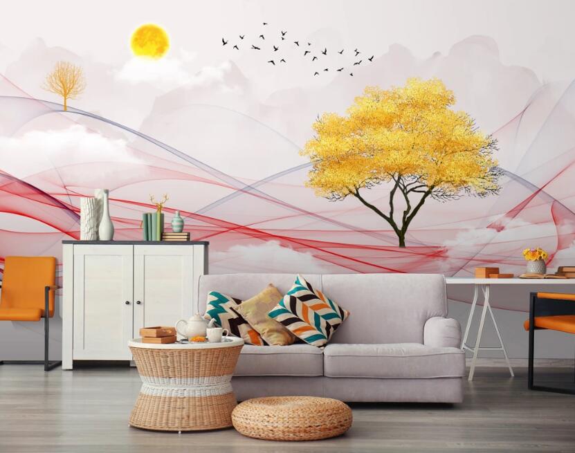 3D Red Ribbon 700 Wall Murals