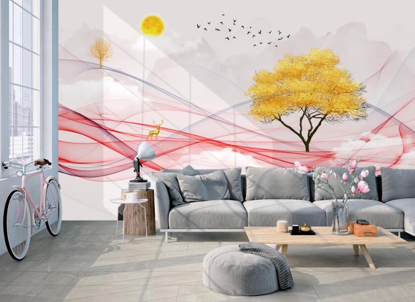 3D Red Ribbon 700 Wall Murals