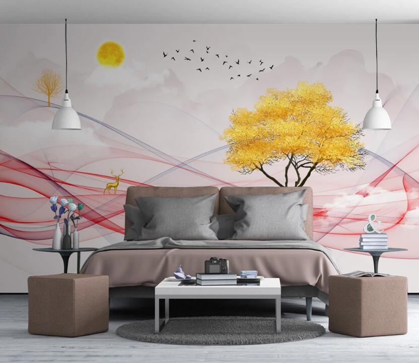 3D Red Ribbon 700 Wall Murals