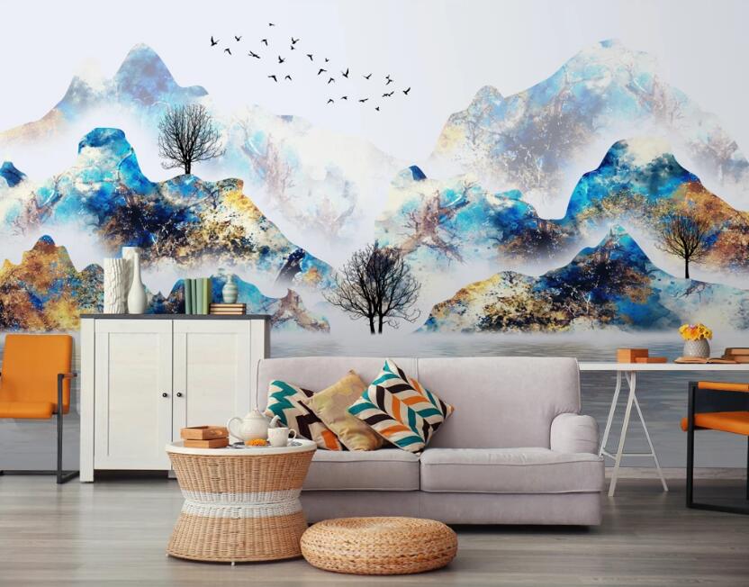 3D Peacock Mountains 697 Wall Murals