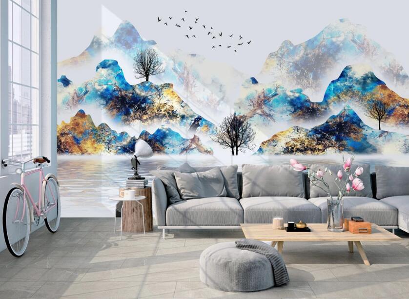 3D Peacock Mountains 697 Wall Murals