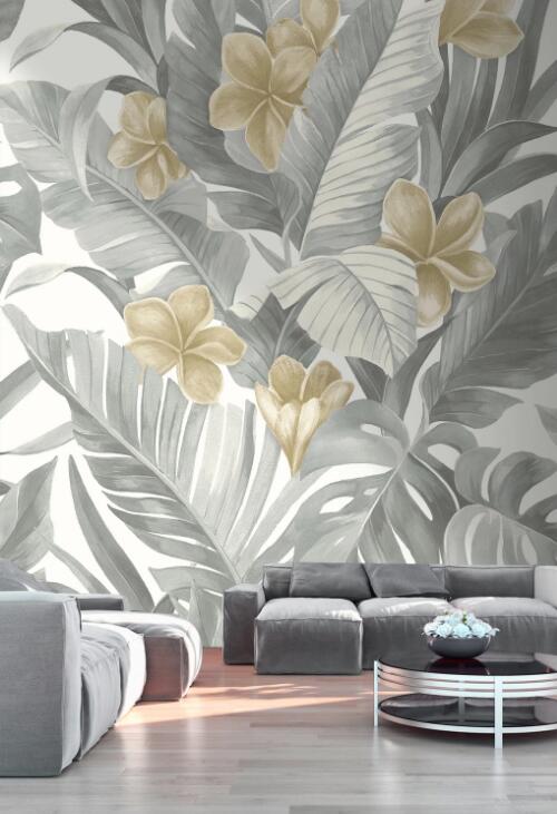 3D Faded Flower Leaves 832 Wall Murals