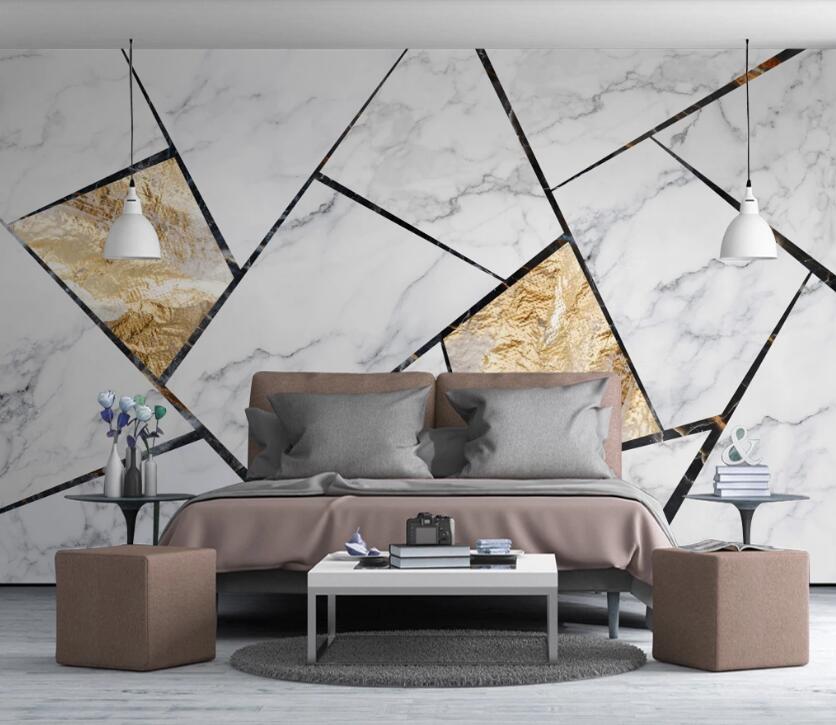 3D White And Gilt 682 Wall Murals